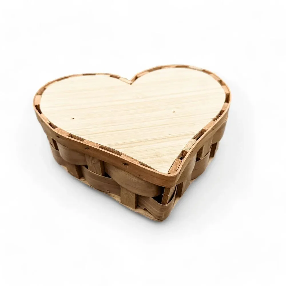 Brand New Rustic Handcrafted Wooden Heart Basket